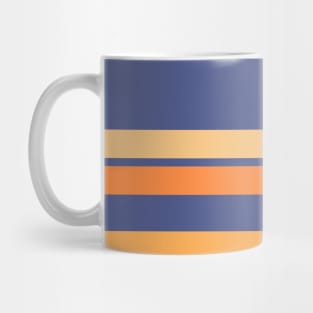 A delightful palette of Purple Navy, White, Sandy, Rajah and Royal Orange stripes. Mug